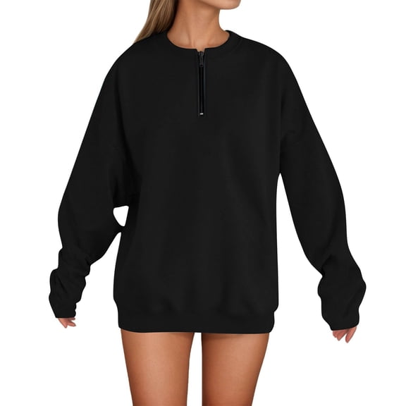 Womens Oversized Sweatshirts Solid Fall Sweaters Fashion Hoodies Half Zip Pullover Long Sleeve Shirts Clothes