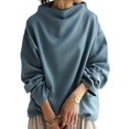 thumbnail image 1 of Womens Oversized Sweatshirts Stand Collar Pullover Long Sleeve Hoodies Tops Fall Fashion Clothes Peacock Blue XXL, 1 of 9