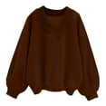 thumbnail image 1 of Womens Oversized Sweatshirts Trendy V Neck Long Sleeve Cropped Sweatshirt Casual Loose Pullover Solid Color Top (Brown M), 1 of 5