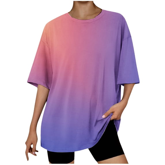 Womens Oversized T Shirts Casual Short Sleeve Tee Workout Tops Gym Clothes Summer Loose Fit Basic Tee (XL, Hot Pink)