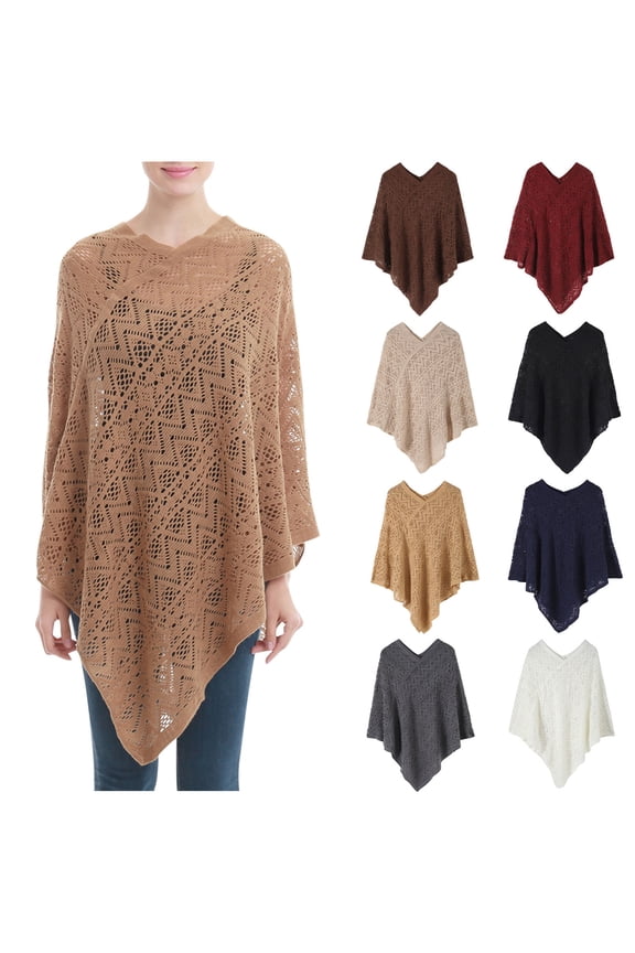 Womens Oversized T Shirts Casual Tee Workout Tops Crochet Versatile Hooded Cape Shawl Wrap Sweater For (Size:L-5XL)