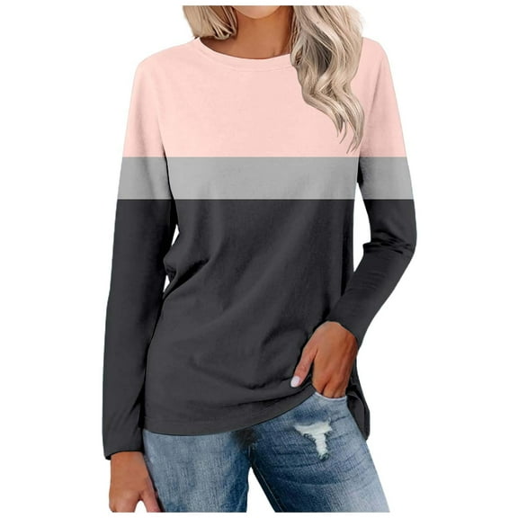 Womens Oversized T Shirts Long Sleeved Round Neck Tunic Tops Classic Fit Dressy Casual Workout Basic Blouses 2025 Trendy Clothes