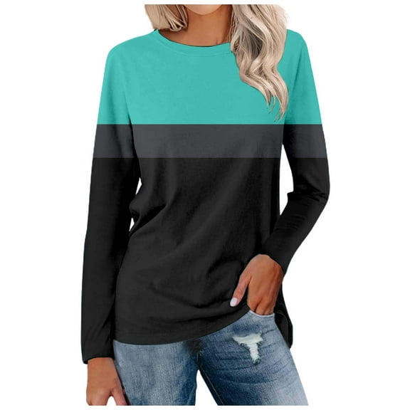 Womens Oversized T Shirts Long Sleeved Round Neck Tunic Tops Classic Fit Dressy Casual Workout Basic Blouses 2025 Trendy Clothes
