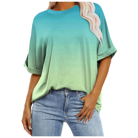 Womens Oversized T Shirts Short Sleeve Crewneck Tops Casual Loose Basic Tee Shirts Summer Top S-2XL