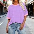 thumbnail image 1 of Womens Oversized T-Shirts Spring Summer Clothing Top Loose Round Neck Half Sleeve Shirts Fashion Patchwork Color Base Layer Blouses Pullover, 1 of 4