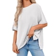thumbnail image 1 of Womens Oversized T Shirts Summer Casual Loose Fit Striped Knit Batwing Sleeves Tunic Tops, 1 of 6