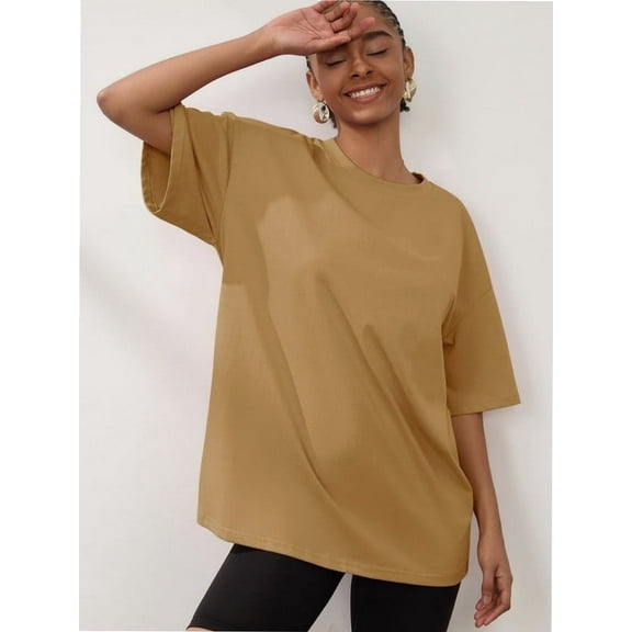 Womens Oversized T Shirts Summer Half Sleeve Crew Neck Tunic Tops
