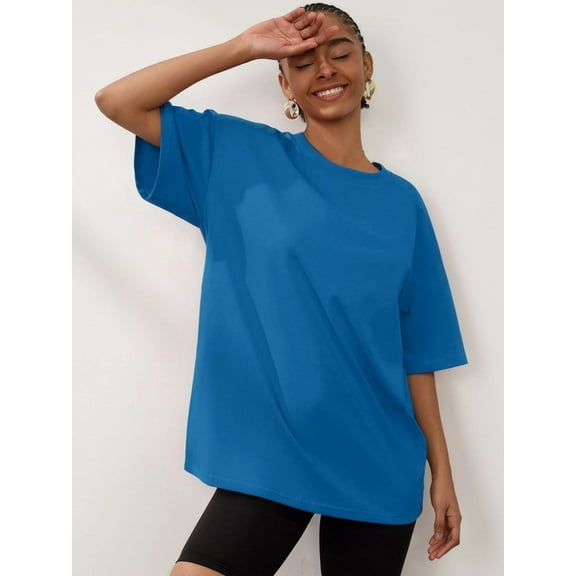 Womens Oversized T Shirts Summer Half Sleeve Crew Neck Tunic Tops