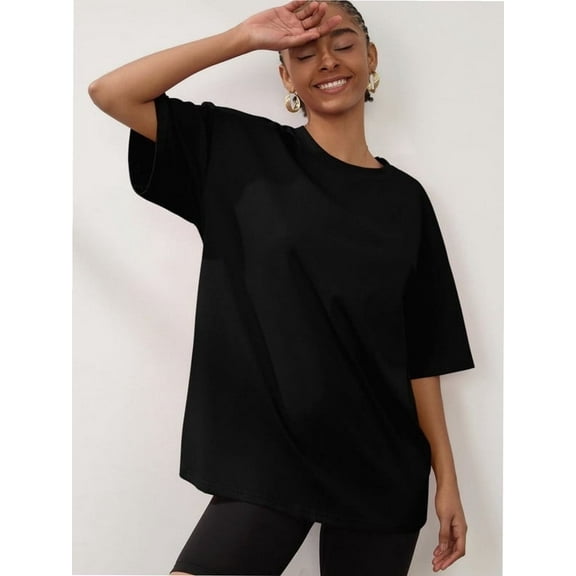 Womens Oversized T Shirts Summer Half Sleeve Crew Neck Tunic Tops