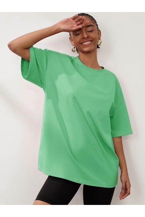 Womens Oversized T Shirts Summer Half Sleeve Crew Neck Tunic Tops
