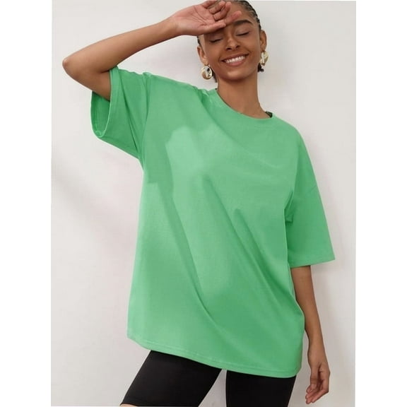 Womens Oversized T Shirts Summer Half Sleeve Crew Neck Tunic Tops