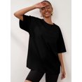 thumbnail image 1 of Womens Oversized T Shirts Summer Half Sleeve Crew Neck Tunic Tops, 1 of 5