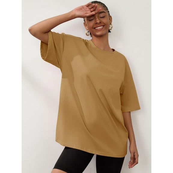 Womens Oversized T Shirts Summer Half Sleeve Crew Neck Tunic Tops