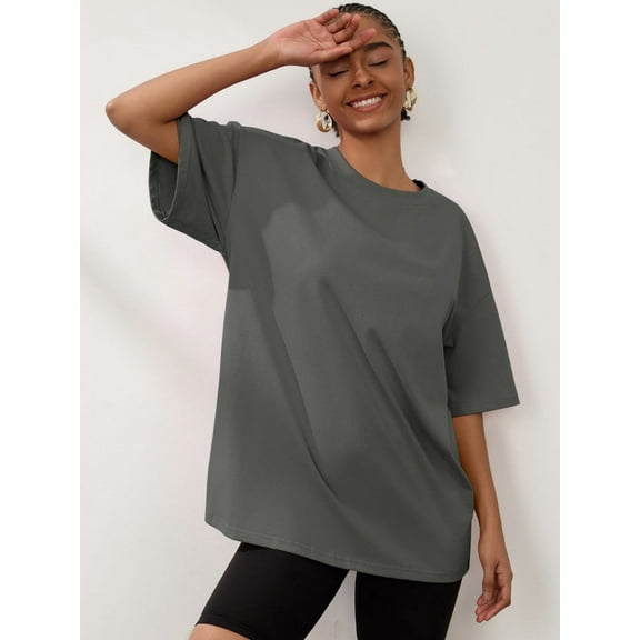 Womens Oversized T Shirts Summer Half Sleeve Crew Neck Tunic Tops