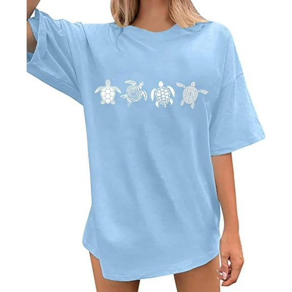 Womens Oversized T Shirts Summer Trendy Hawaiian Graphic Print Short Sleeved Tops Trendy Casual Loose Fit Going Out Tops