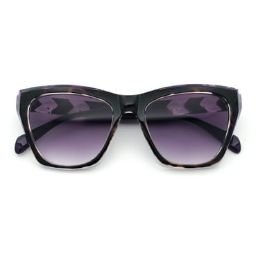 Womens Oversized Thick Plastic Cat Eye Rectangular Fashion Sunglasses Tortoise Purple