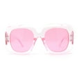 thumbnail image 1 of Womens Oversized Thick Plastic Mod Minimal Fashion Rectangle Sunglasses All Pink, 1 of 4
