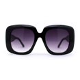 thumbnail image 1 of Womens Oversized Thick Plastic Mod Minimal Fashion Rectangle Sunglasses Black Smoke, 1 of 4