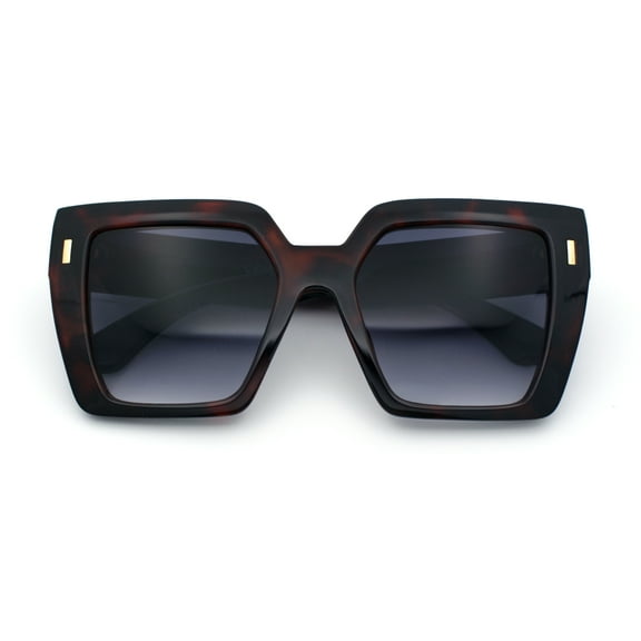 Womens Oversized Thick Plastic Rectangle Cat Eye Retro Fashion Sunglasses Tortoise - Smoke