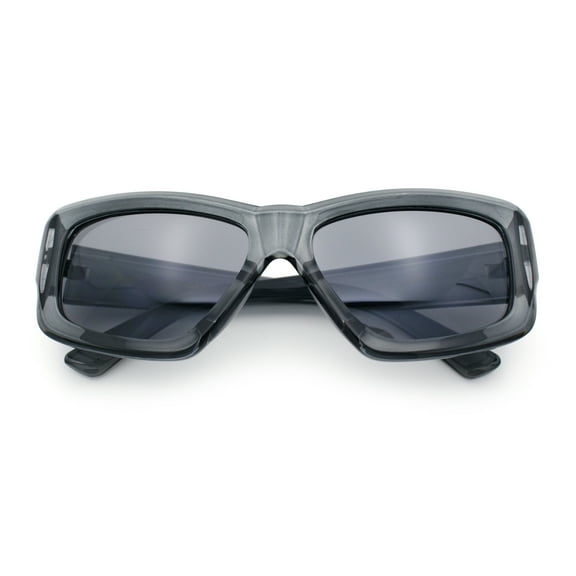 Womens Oversized Thick Plastic Sport 90s Fashion Rectangle Sunglasses Slate - Black