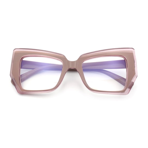 Womens Oversized Thick Squared Cat Eye Clear Lens Fashion Eyeglasses Beige