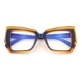 thumbnail image 1 of Womens Oversized Thick Squared Cat Eye Clear Lens Fashion Eyeglasses Blue Orange, 1 of 8
