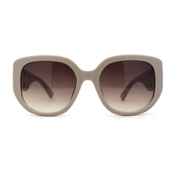 Womens Oversized Thick Temple Large Y2K Designer Sunglasses Beige - Brown