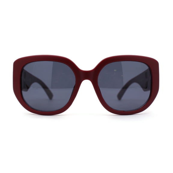 Womens Oversized Thick Temple Large Y2K Designer Sunglasses Burgundy - Black