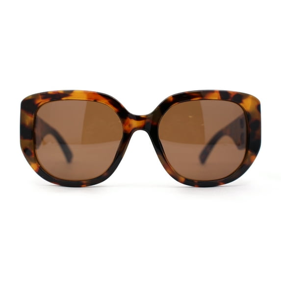 Womens Oversized Thick Temple Large Y2K Designer Sunglasses Tortoise - Brown