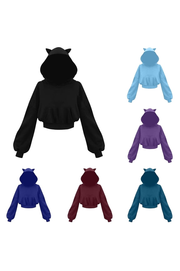 Womens Oversized Trendy Sweatshirts Long Sleeve Hooded With Pockets Cute Dark Gothic Style Black 2025 Trendy Outfits (4XL)