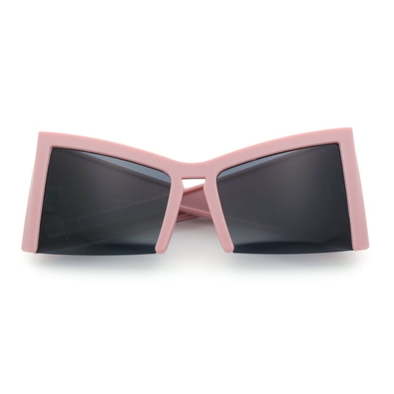 Womens Oversized Triangular 80s Vibe Thick Temple XL Cat Eye Sunglasses Pink - Black