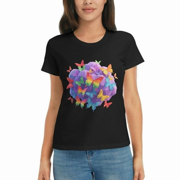 Womens Oversized Tshirt Graphic Butterfly Tees Crew Neck Summer Short Sleeve Cute Casual Basic Tees Tops S-3XL