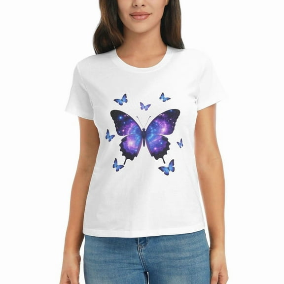Womens Oversized Tshirt Graphic Butterfly Tees Crew Neck Summer Short Sleeve Cute Casual Basic Tees Tops S-3XL