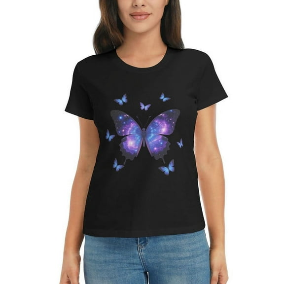 Womens Oversized Tshirt Graphic Butterfly Tees Crew Neck Summer Short Sleeve Cute Casual Basic Tees Tops S-3XL