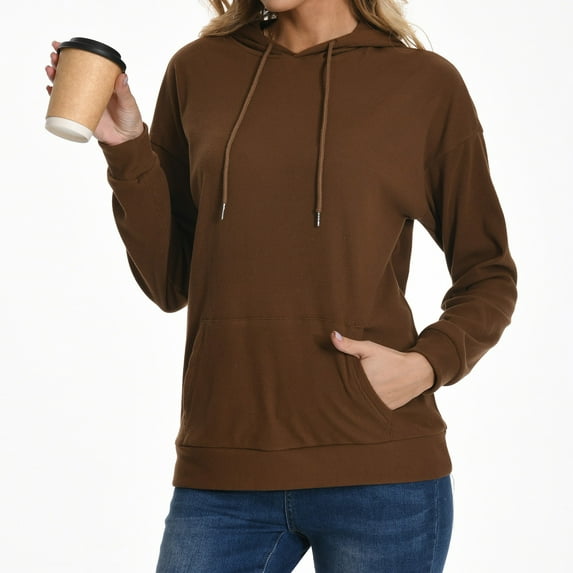 Womens Oversized Tshirt Women's Fashion Casual Long Sleeve Hooded Solid Color Comfortable Loose Top