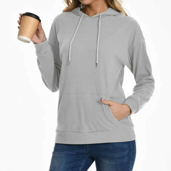 Womens Oversized Tshirt Women's Fashion Casual Long Sleeve Hooded Solid Color Comfortable Loose Top
