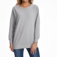 thumbnail image 1 of Womens Oversized Tshirt Women's Fashion Casual Round Neck Long Sleeve Solid Color Comfortable Loose Top, 1 of 5