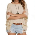 thumbnail image 1 of Womens Oversized Tshirts 3/4 Batwing Sleeve Crew Neck Cotton Tops Boho Loose Tunic Summer Work Blouse Casual Basic Tee Shirts, 1 of 4