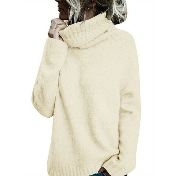 Womens Oversized Turtleneck Pullover Sweater Cable Knit Long Sleeve Sweater Tops