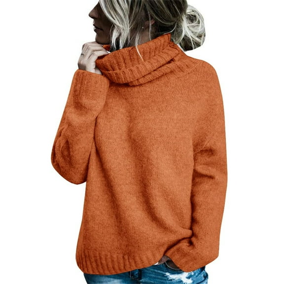 Womens Oversized Turtleneck Pullover Sweater Cable Knit Long Sleeve Sweater Tops