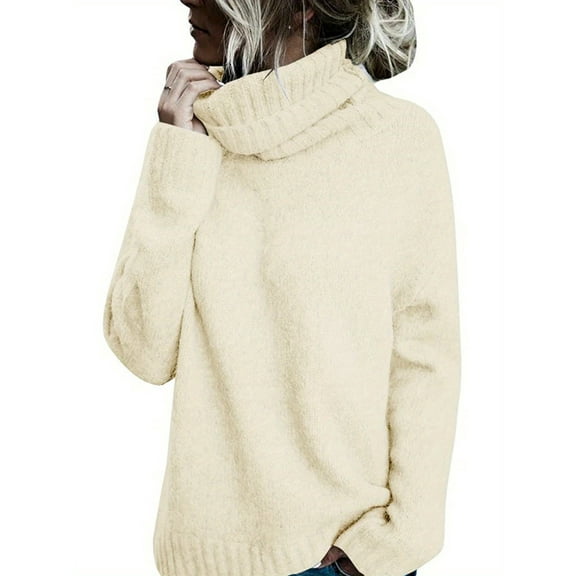 Womens Oversized Turtleneck Pullover Sweater Cable Knit Long Sleeve Sweater Tops
