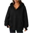 thumbnail image 1 of Womens Oversized V Neck Hoodies , Fleece Long Sleeve Pullover Sweatshirts, Fall Trendy Outfits, 1 of 8