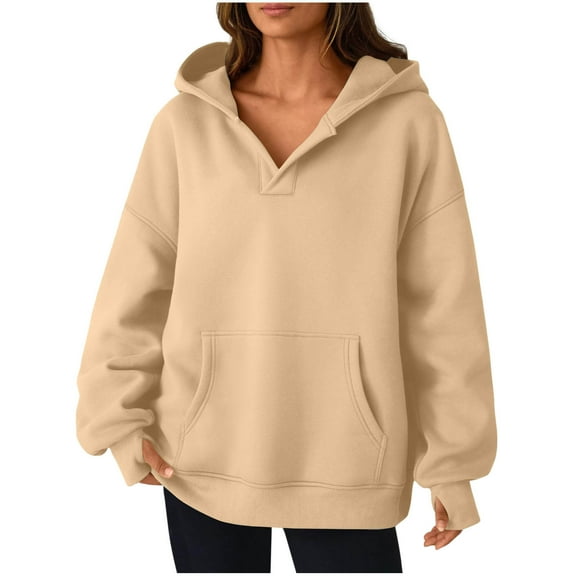 Womens Oversized V Neck Hoodies , Fleece Long Sleeve Pullover Sweatshirts, Fall Trendy Outfits