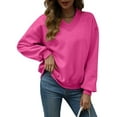 thumbnail image 1 of Womens Oversized V Neck Sweatshirt Fleece Long Sleeve Hoodies Pullover Comfy Top Outfits Rose Red XL, 1 of 9