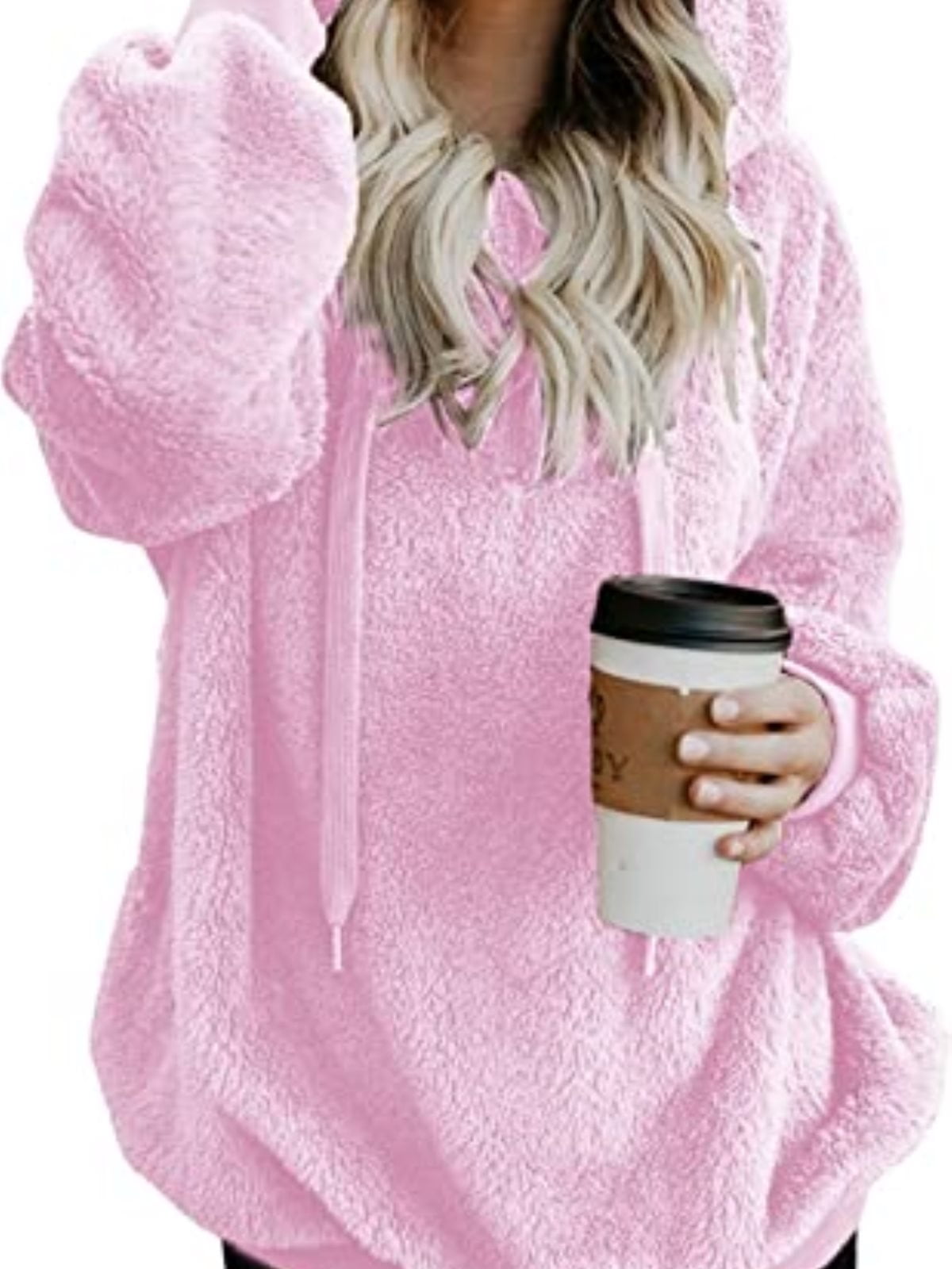 Womens Oversized Warm Double Fuzzy Hoodies Casual Loose Pullover Hooded Sweatshirt Outwear Walmart
