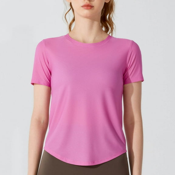 Womens Oversized Workout Crop Tops Open Back Casual Short Sleeve Crew Neck Cotton Loose Fit Tshirts 2025
