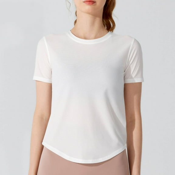 Womens Oversized Workout Crop Tops Open Back Casual Short Sleeve Crew Neck Cotton Loose Fit Tshirts 2025
