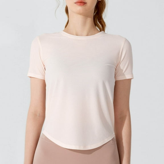 Womens Oversized Workout Crop Tops Open Back Casual Short Sleeve Crew Neck Cotton Loose Fit Tshirts 2025