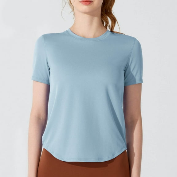 Womens Oversized Workout Crop Tops Open Back Casual Short Sleeve Crew Neck Cotton Loose Fit Tshirts 2025