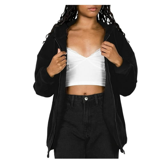 Womens Oversized Zip Up Hoodie Baggy Loose Zipper Hooded Sweatshirt Coat Jacket Long Scrub Jacket Women's Jackets Lightweight Long Sleeve Sweater Coat Women Lined Cardigan Women of Jacket Womens